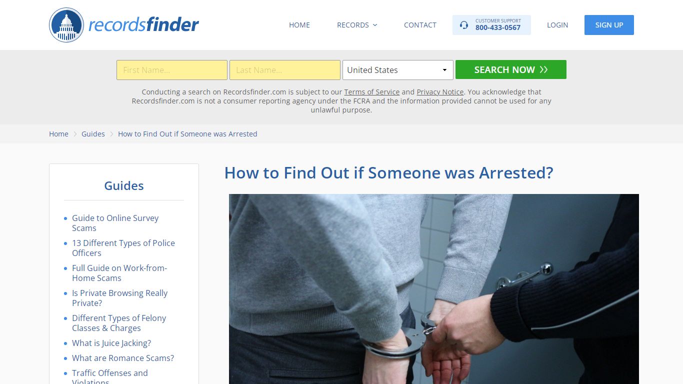 How to Find Out if Someone was Arrested - RecordsFinder